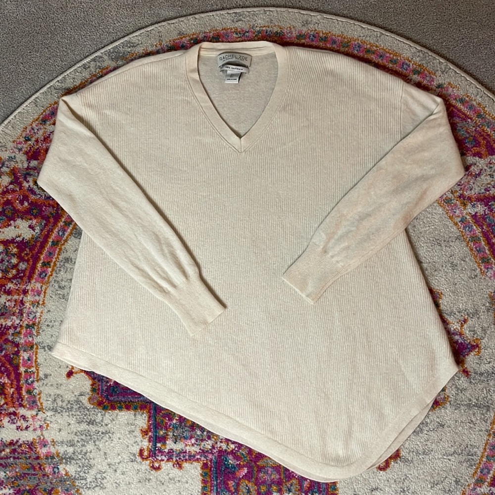 Rachel Zoe Asymmetric 100% Cashmere Sweater SZ L